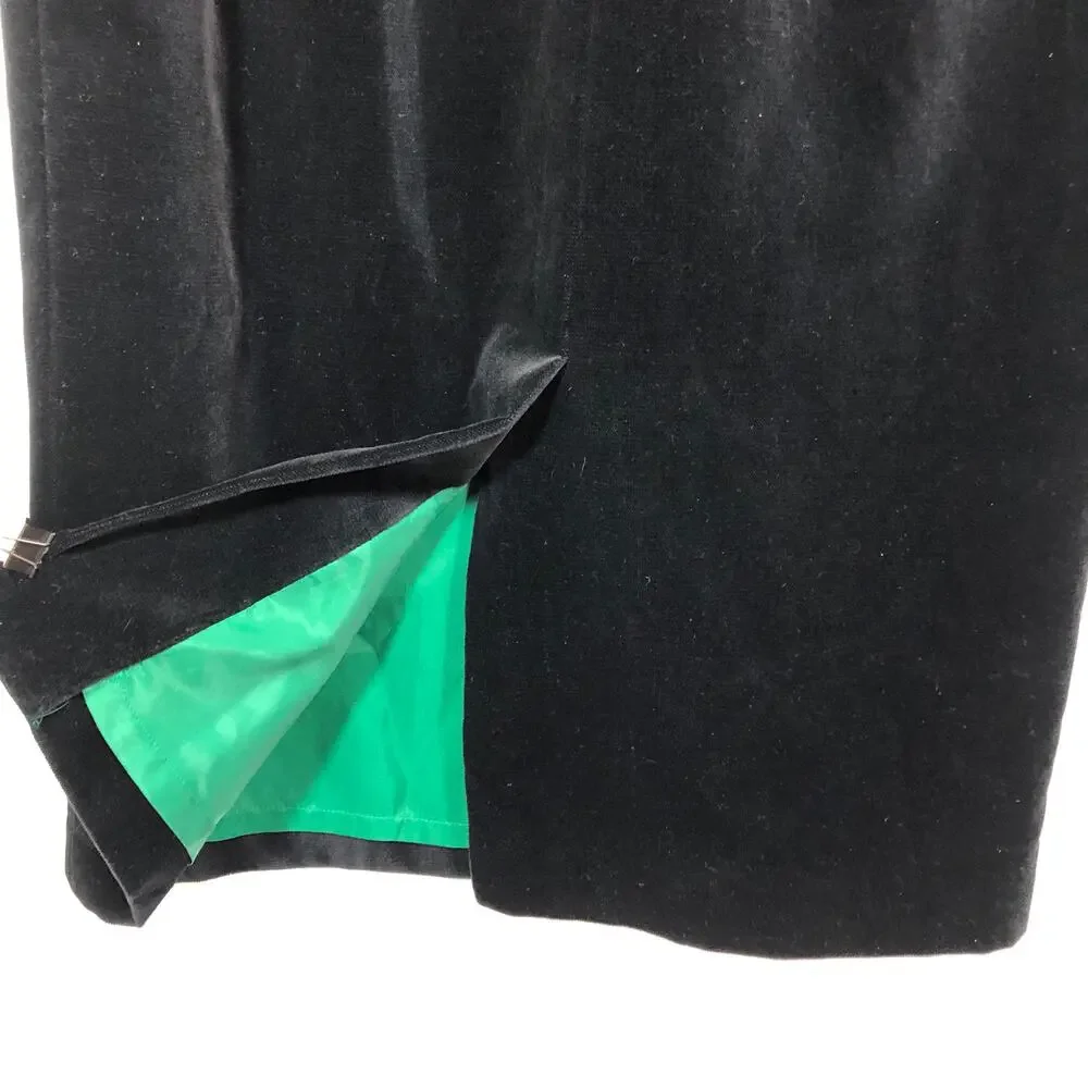 Vintage Black Velvet Skirt Long Lined Size 8 Retro Cullinane Gothic Holidays